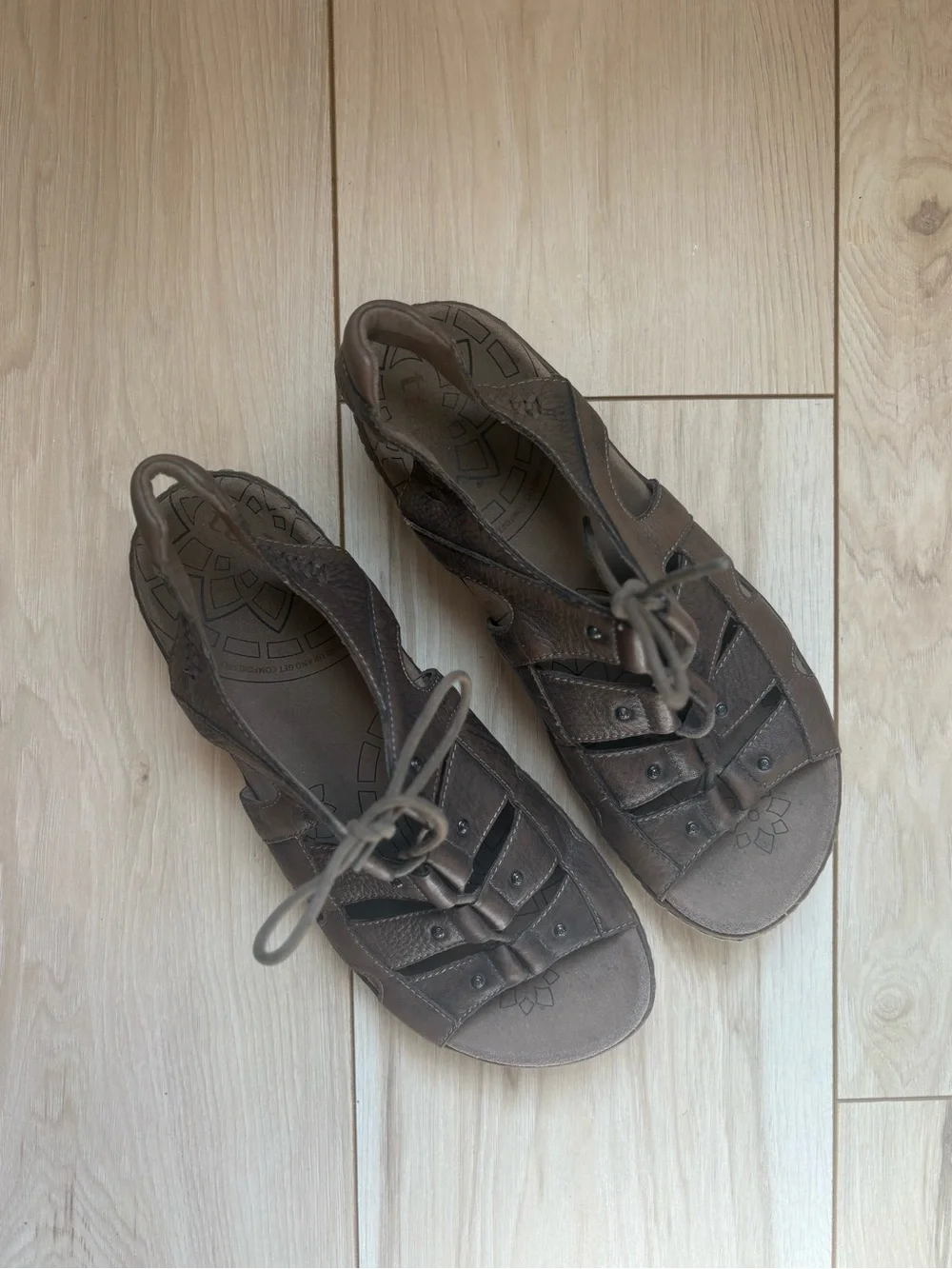 Taos Brown Leather Gladiator Sandals Womens Comfort Lace Up Slingback - Picture 3 of 7
